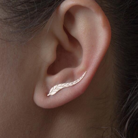 Jewelry - Gold Feather Leaf Stud Earrings